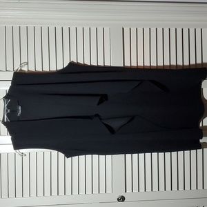 1X Black Long Waterfall Front Open Cardigan, Sleeveless